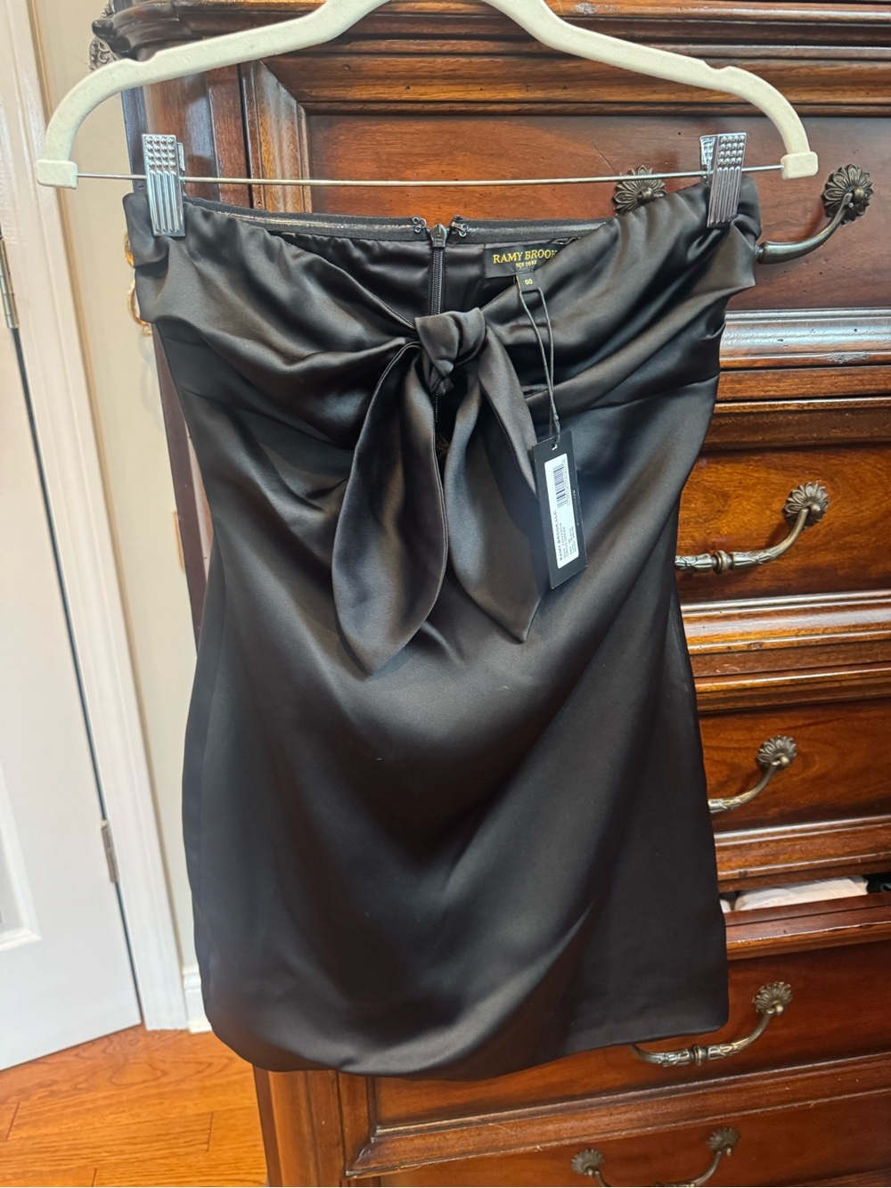 Ramy Brook Black Satin Tie-Front mini dress